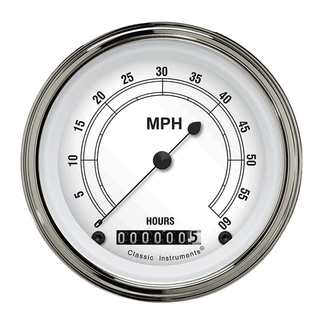 Classic Instruments Classic White 3 3/8" Low Speed Speedometer - LSCW