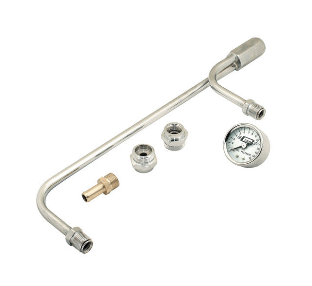 Mr Gasket Fuel Line Kit with Gauge & Fittings - Chrome - 1559