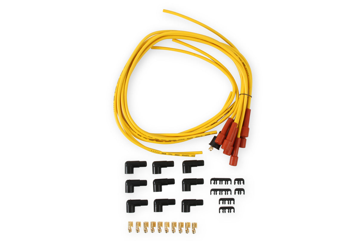 ACCEL Spark Plug Wire Set- 7mm-Super Stock-Copper Core-Universal Straight Boots-Yellow - 3008