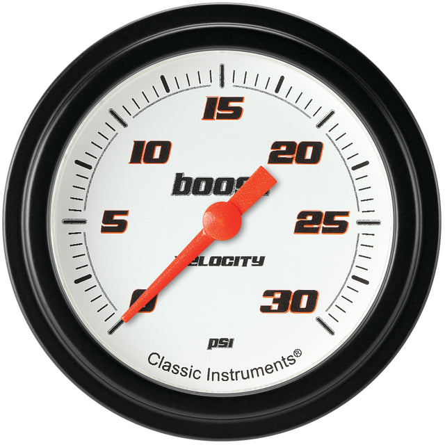 Classic Instruments Velocity White 2-5/8" Boost Gauge (30 PSI) - VS342WBLF