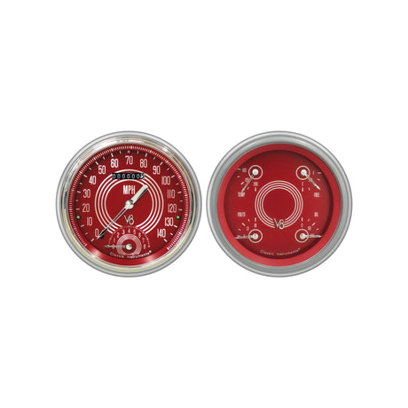 Classic Instruments V8 Red Steelie 1951-52 Chevy Car Package LS Sending Unit - CH51V8RS62-LS