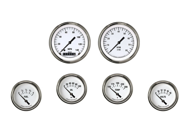 Classic Instruments White Hot Six Gauge Set 201 - WH201SLF
