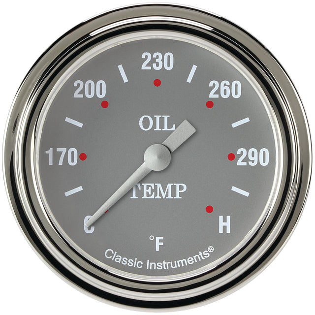 Classic Instruments Silver Gray 2-5/8" Oil Temperature Gauge - SG328SLF