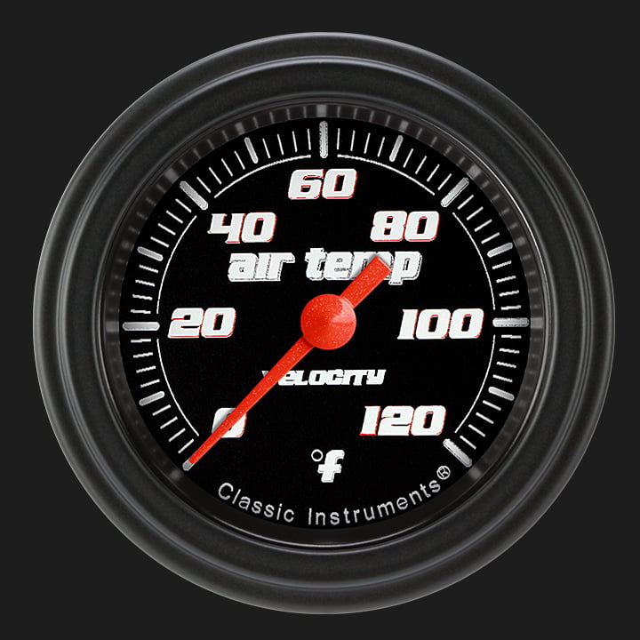 Classic Instruments Velocity Black 2 1/8" Outside Air Temp. Gauge - VS199BBLF