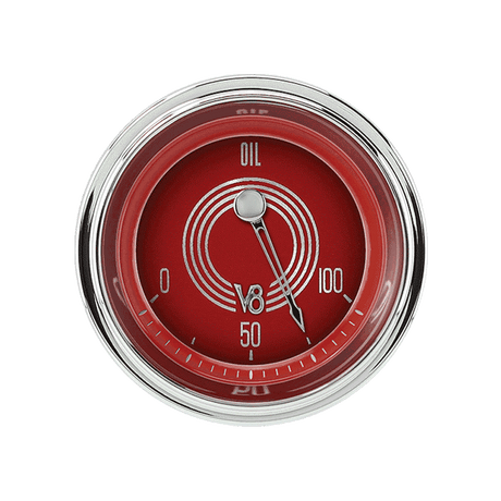 Classic Instruments V8 RED STEELIE 2IN OIL PRES. 100psi - V8RS81SLF