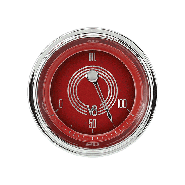 Classic Instruments V8 RED STEELIE 2IN OIL PRES. 100psi - V8RS81SLF