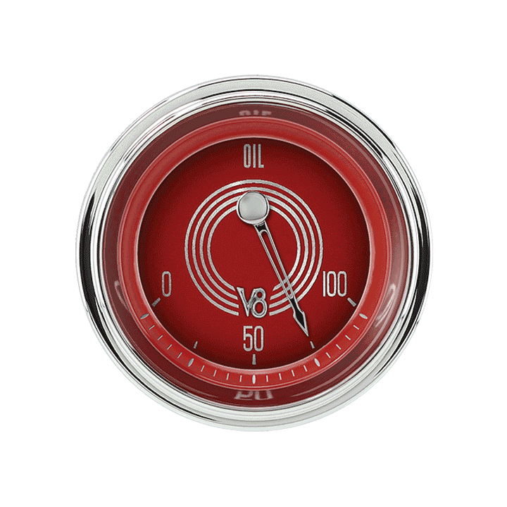 Classic Instruments V8 RED STEELIE 2IN OIL PRES. 100psi - V8RS81SLC