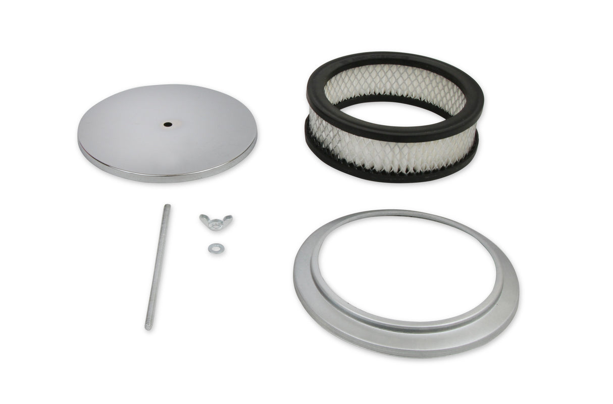 Mr Gasket Air Cleaner - 6-1/2 Inch Diameter, 2 Inch Tall - Chrome - 1486