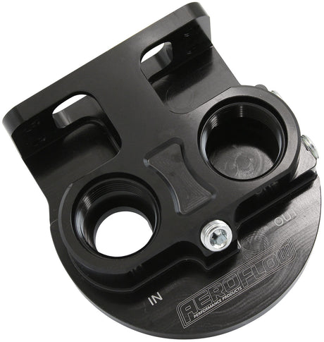 Aeroflow Billet Remote Oil Filter Head -12 ORB Top Entry, Black anodized finish, accepts filter with 13/16"-16 thread (AF64-2275) AF64-2275