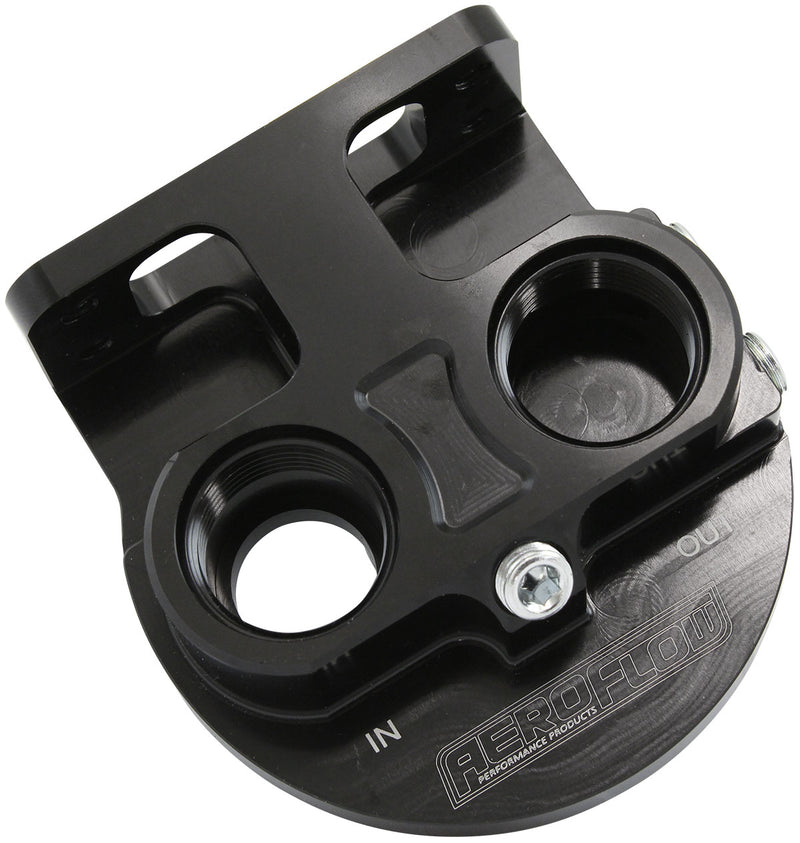Aeroflow Billet Remote Oil Filter Head -12 ORB Top Entry, Black anodized finish, accepts filter with 13/16"-16 thread (AF64-2275) AF64-2275