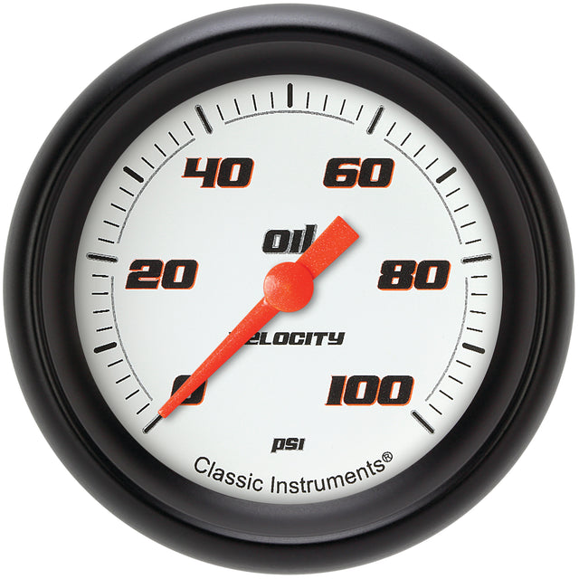 Classic Instruments Velocity White 2-5/8" Oil Pressure Gauge - VS381WBPF