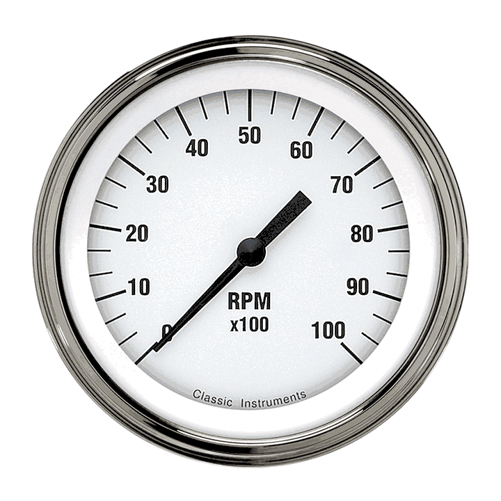 Classic Instruments White Hot 3 3/8" Tachometer - WH10SLF