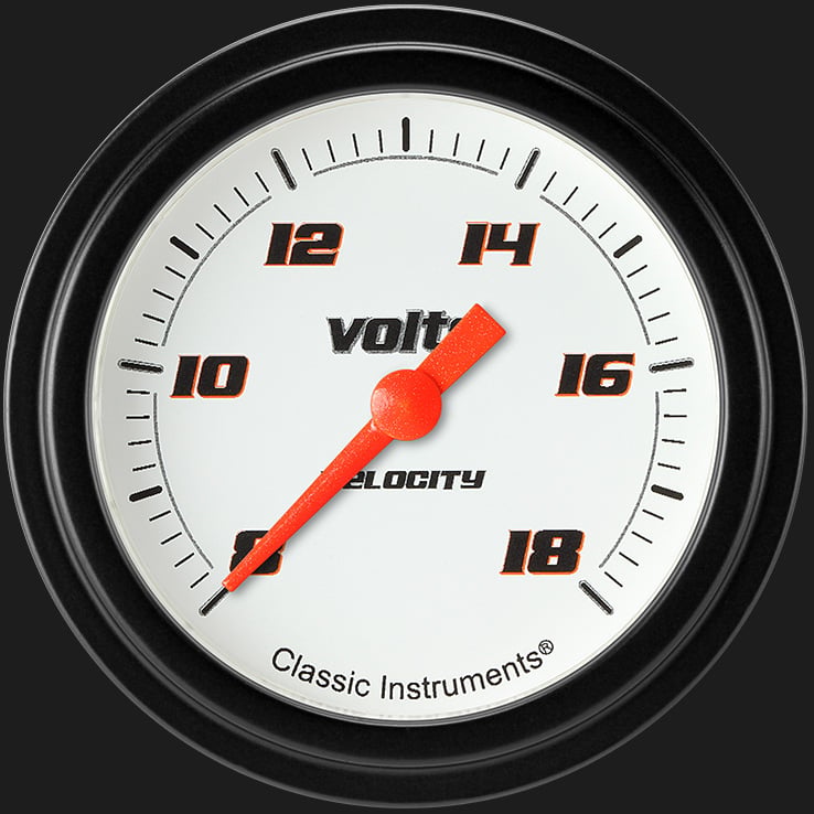 Classic Instruments Velocity White 2 5/8" Voltage Gauge - VS330WBLF