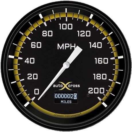 Classic Instruments AutoCross Yellow 4 5/8" Speedometer with Information Screen - AX56DYBLF