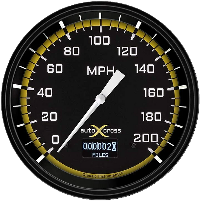 Classic Instruments AutoCross Yellow 4 5/8" Speedometer with Information Screen - AX56DYBLF
