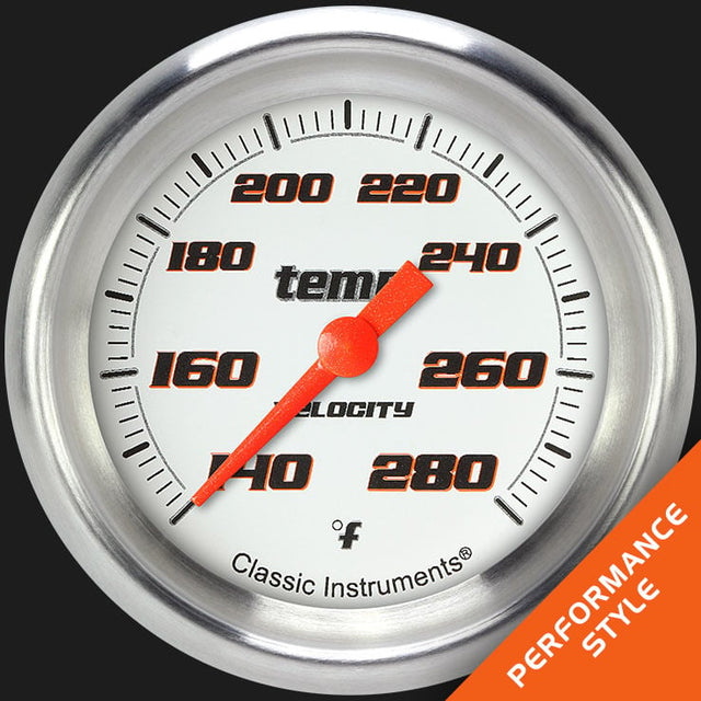 Classic Instruments Velocity White 2 5/8" Full Sweep Water Temperature Gauge - VS326WAPF-06