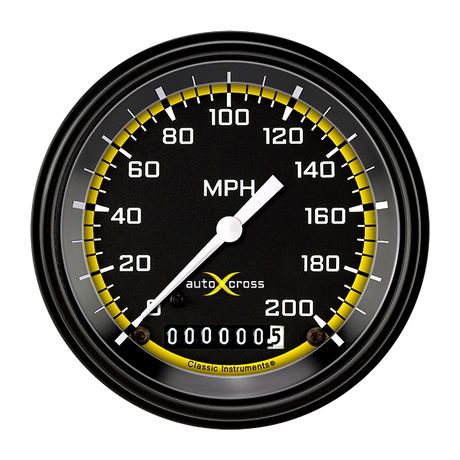 Classic Instruments AUTO CROSS YELLOW 3IN SPEEDO 200 MPH - AX57YBLC