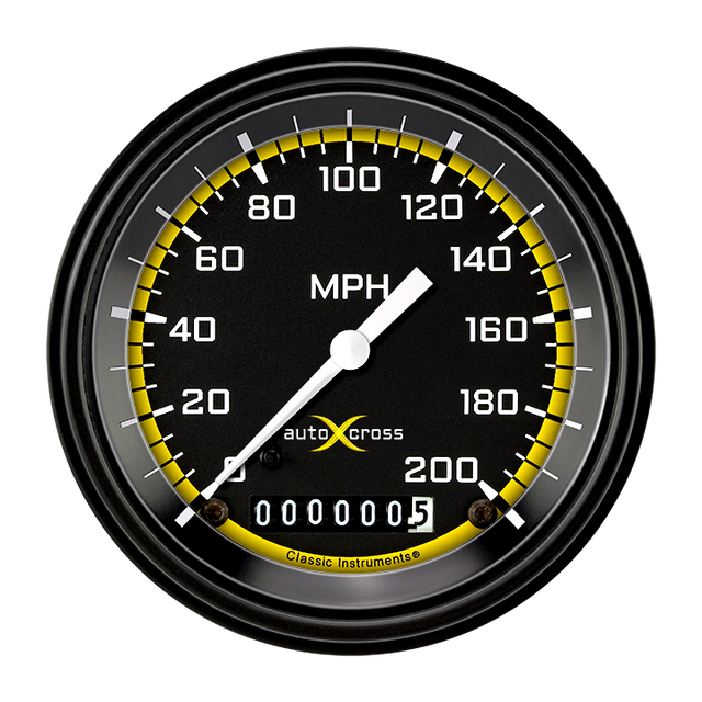 Classic Instruments AUTO CROSS YELLOW 3IN SPEEDO 200 MPH - AX57YBLC