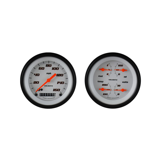 Classic Instruments Velocity White Two Gauge Set - VS02WBLF