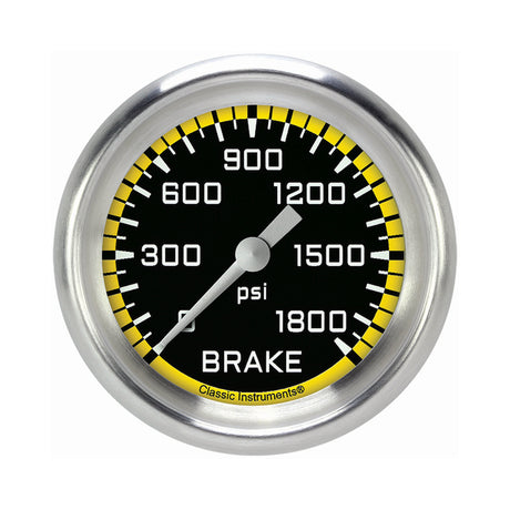 Classic Instruments Autocross Yellow 2 5/8" Brake Pressure Gauge - AX367YAPF