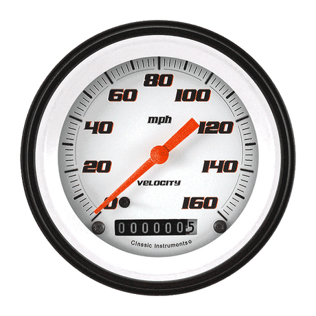 Classic Instruments Velocity White 3 3/8" Speedometer - VS55WBLF