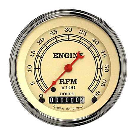 Classic Instruments VINTAGE 3IN HOURMETER TACH 6000 RPM - VT60HSLC