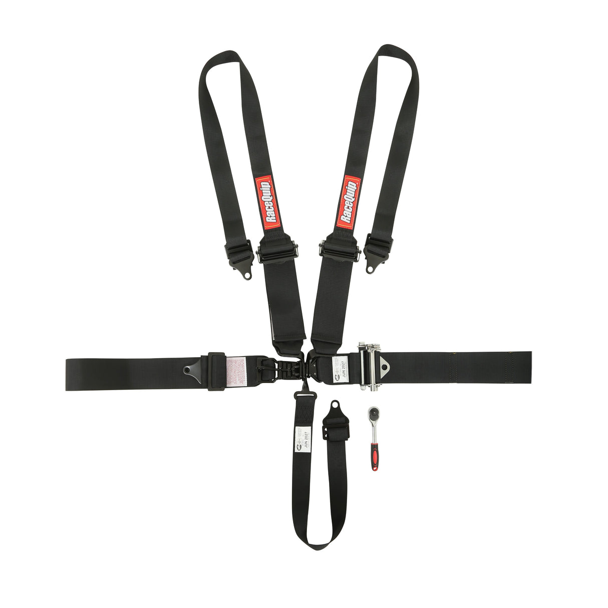 Racequip 5 Point Harness - Small Buckle Ratcheting Latch & Link - HNR shoulders - 815005RQP