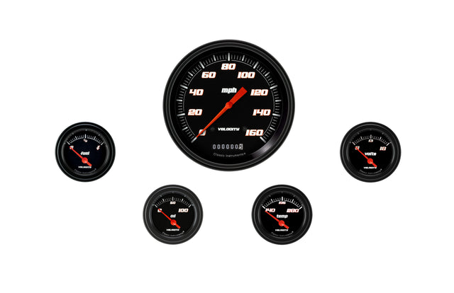 Classic Instruments Velocity Black Five Gauge Set 54 - VS54BBLF