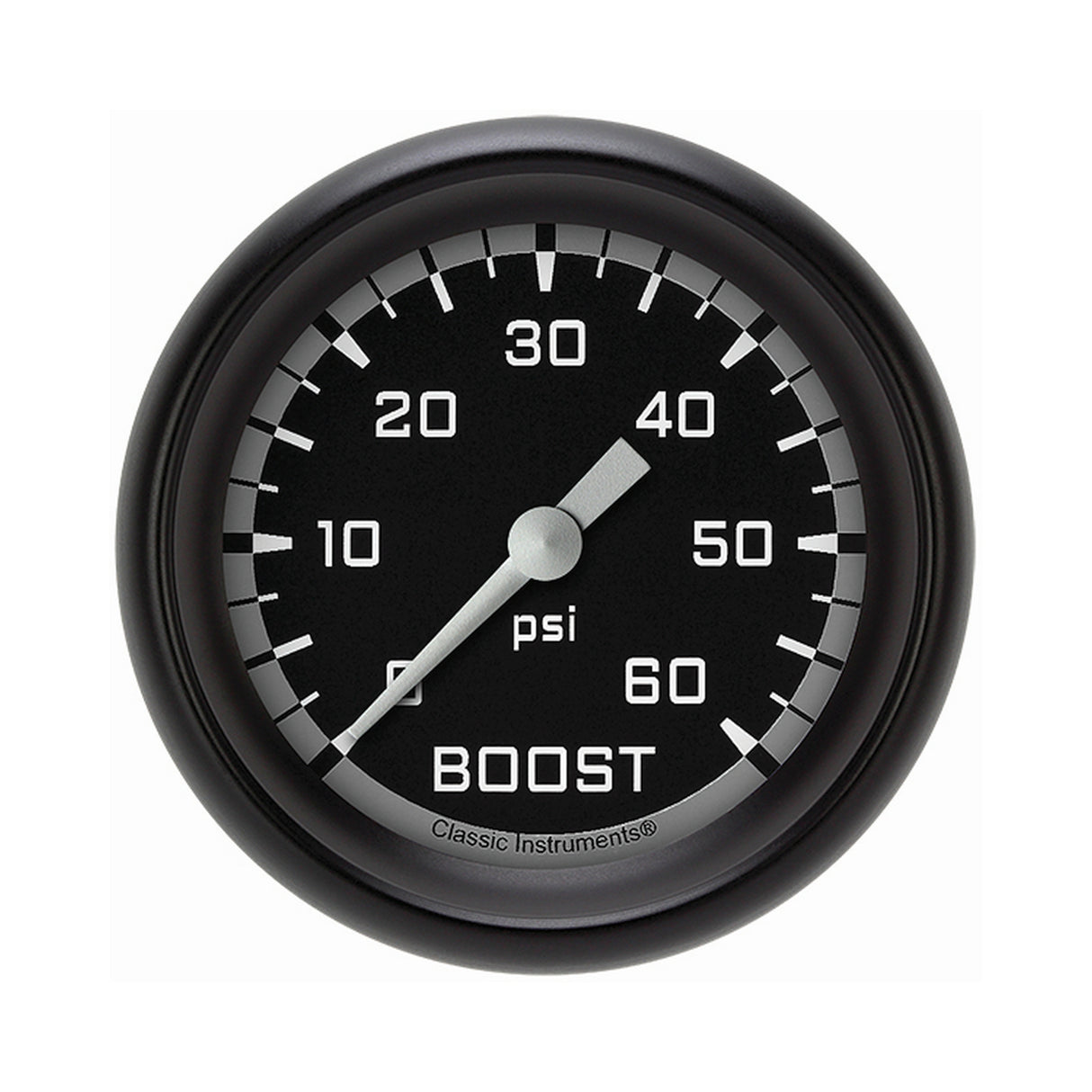 Classic Instruments Autocross Gray 2 5/8" Boost Gauge, 60 psi - AX343GBPF
