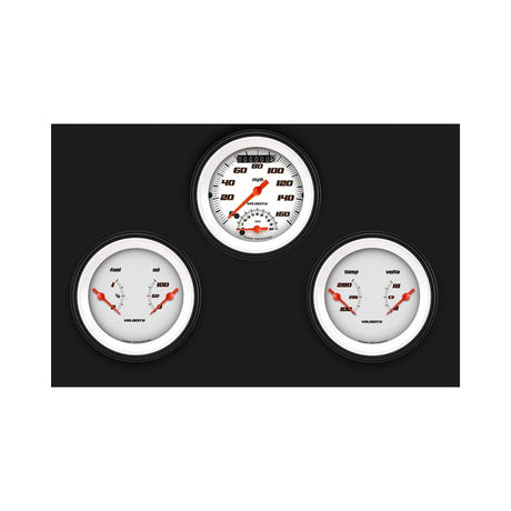 Classic Instruments Velocity White Three Gauge Set - VS34WBLF