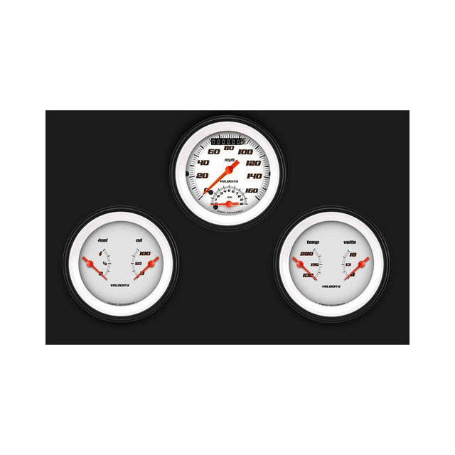 Classic Instruments Velocity White Three Gauge Set - VS34WBLF