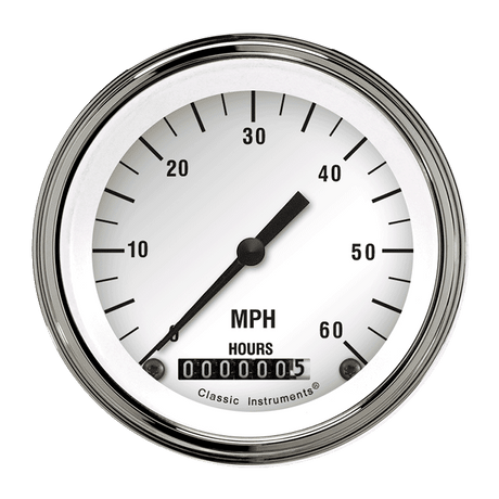 Classic Instruments White Hot 3 3/8" Low Speed Speedometer - LSWH