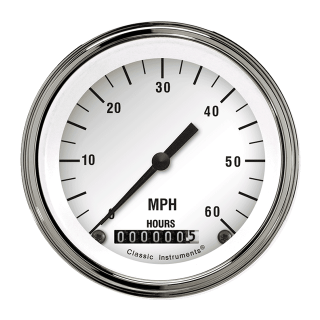 Classic Instruments White Hot 3 3/8" Low Speed Speedometer - LSWH