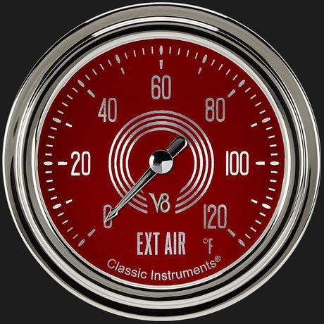 Classic Instruments V8 Red Steelie 2 5/8" Outside Air Temp Gauge - V8RS399SLC