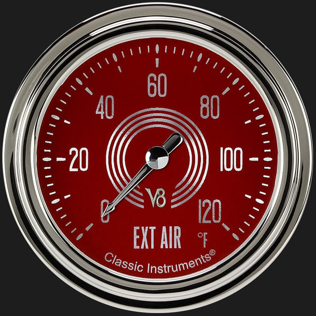 Classic Instruments V8 Red Steelie 2 5/8" Outside Air Temp Gauge - V8RS399SLC