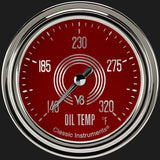 Classic Instruments V8 Red Steelie 2 5/8" Oil Temperature Gauge - V8RS328SLC
