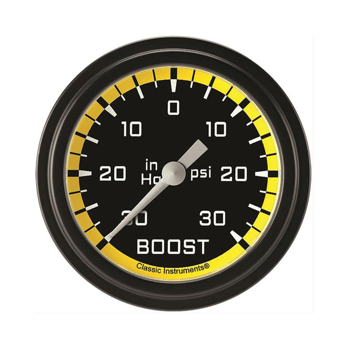 Classic Instruments Autocross Yellow 2 5/8" Boost/Vacuum Gauge - AX341YBLF