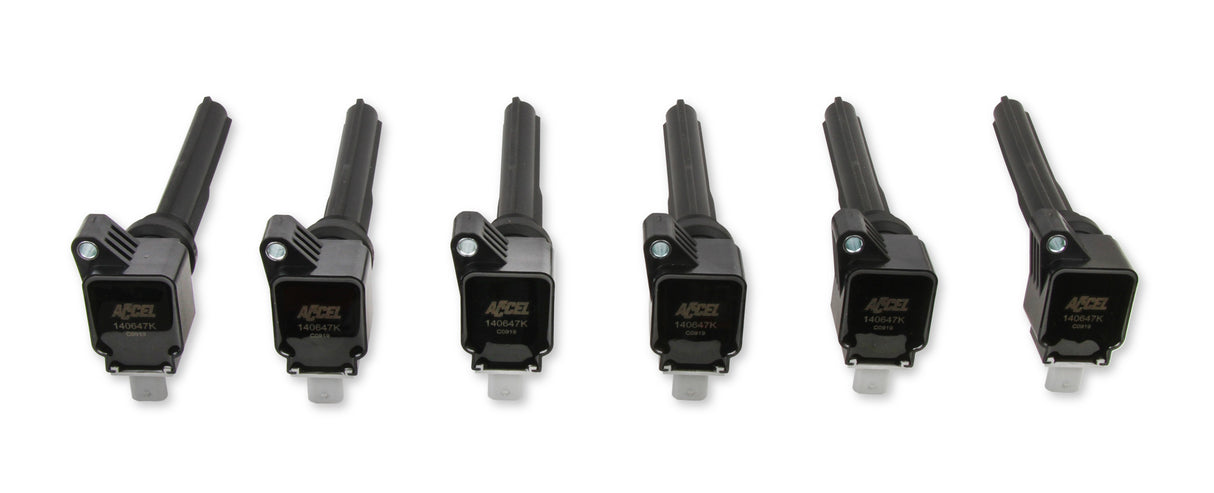 ACCEL Ignition Coil 2017-2020 Ford EcoBoost 3.5L engines, Black, 6-pack - 140647K-6