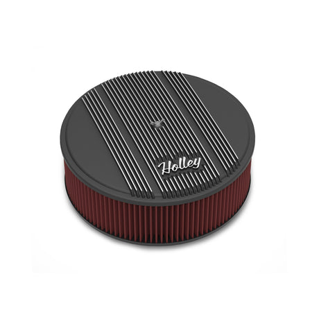 Holley 120-157 Finned Vintage Style Air Cleaner - 14" Diameter x 4" Tall - Round