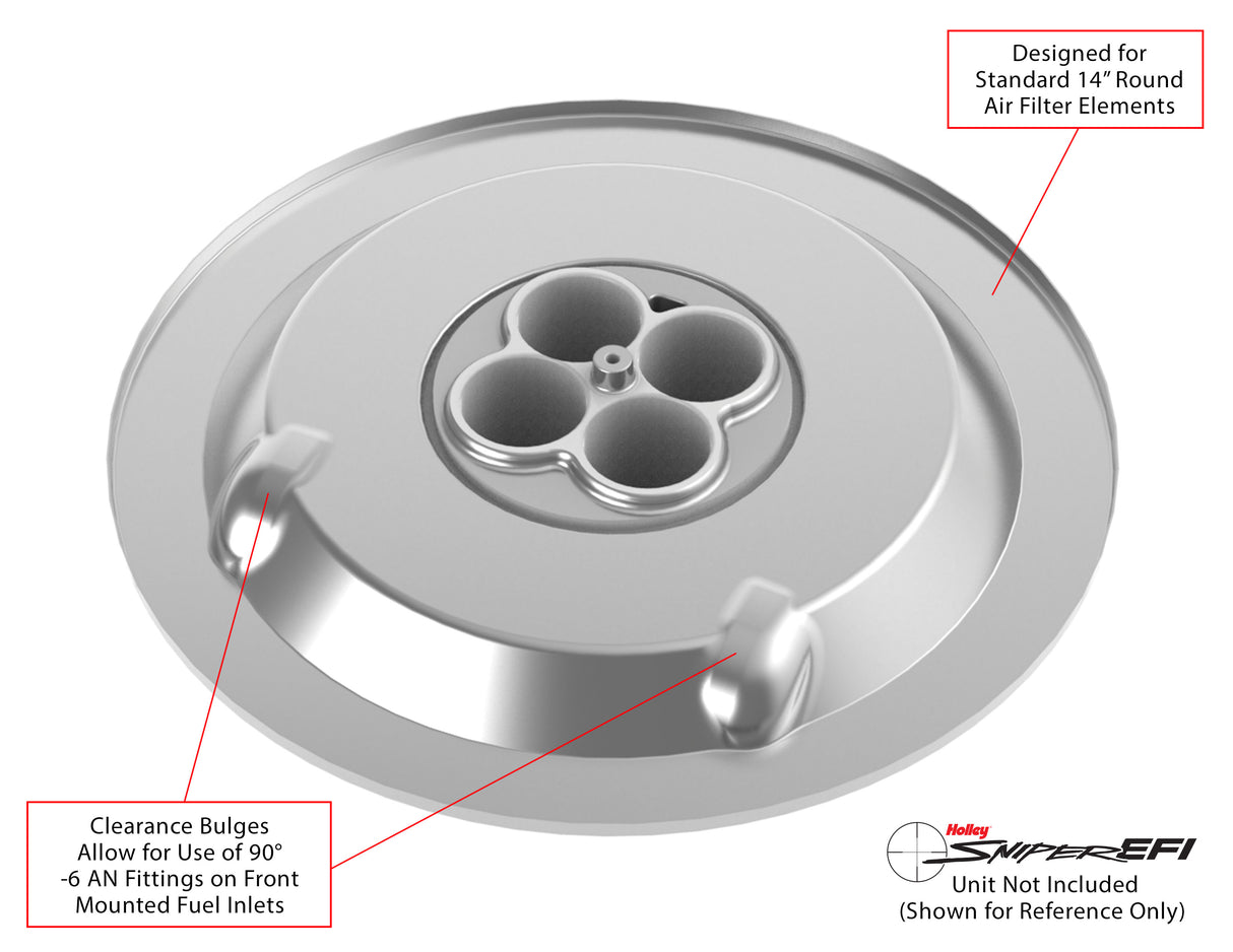 Holley 120-540 Sniper Air Cleaner Assembly, 14" x 4" - Chrome Finish