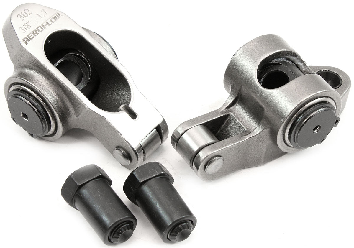 Aeroflow Small Block Ford Windsor 289-351 Stainless Steel Roller Rocker Set 3/8" Stud Mount, 1.70 Ratio, Set of 2 (AF95-1221-2) AF95-1221-2