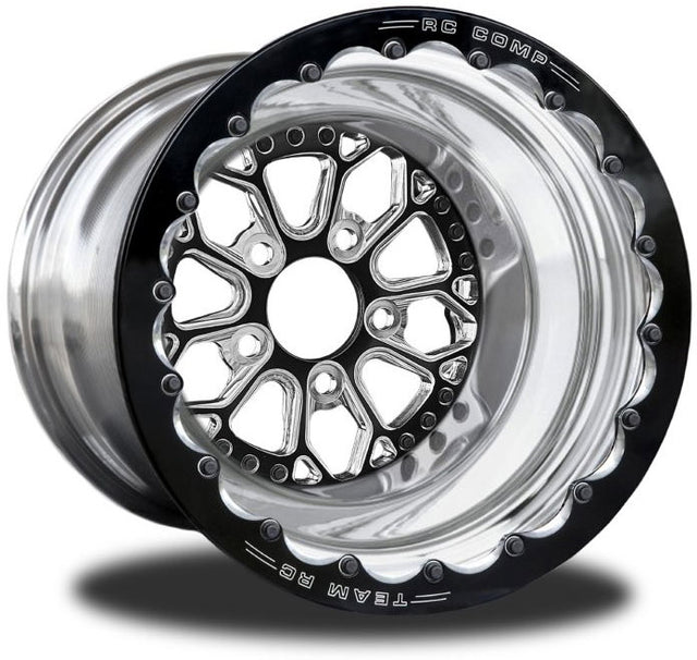 RC Comp Torx 15" x 8.5" Wheel, Polished with Black Eclipse Finish Centre, Single Beadlock - RCCSB401P1E-14E RCCSB401P1E-14E