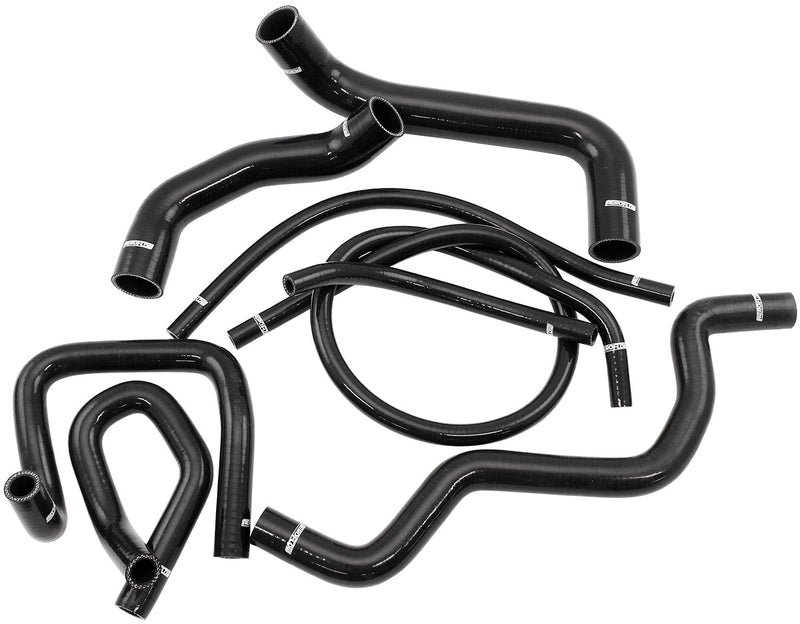 Aeroflow Ford Falcon BA, BF, FG (6 Cylinder Turbo Barra) Gloss Black Silicone Radiator Heater Hose Kit 4-Ply, 4mm Wall Thickness AF9270-0020