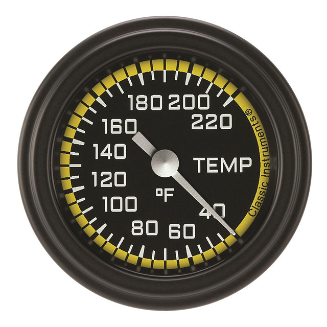 Classic Instruments Autocross Yellow 2 1/8" Stock Eliminator Temp. Gauge - AX129YBLF