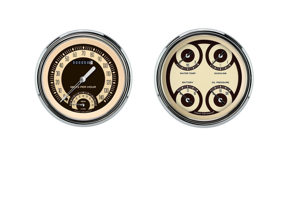 Classic Instruments '47-'53 NOSTALG CHV TRK- SPTAC/QUAD-LS - CT47NT62-LS