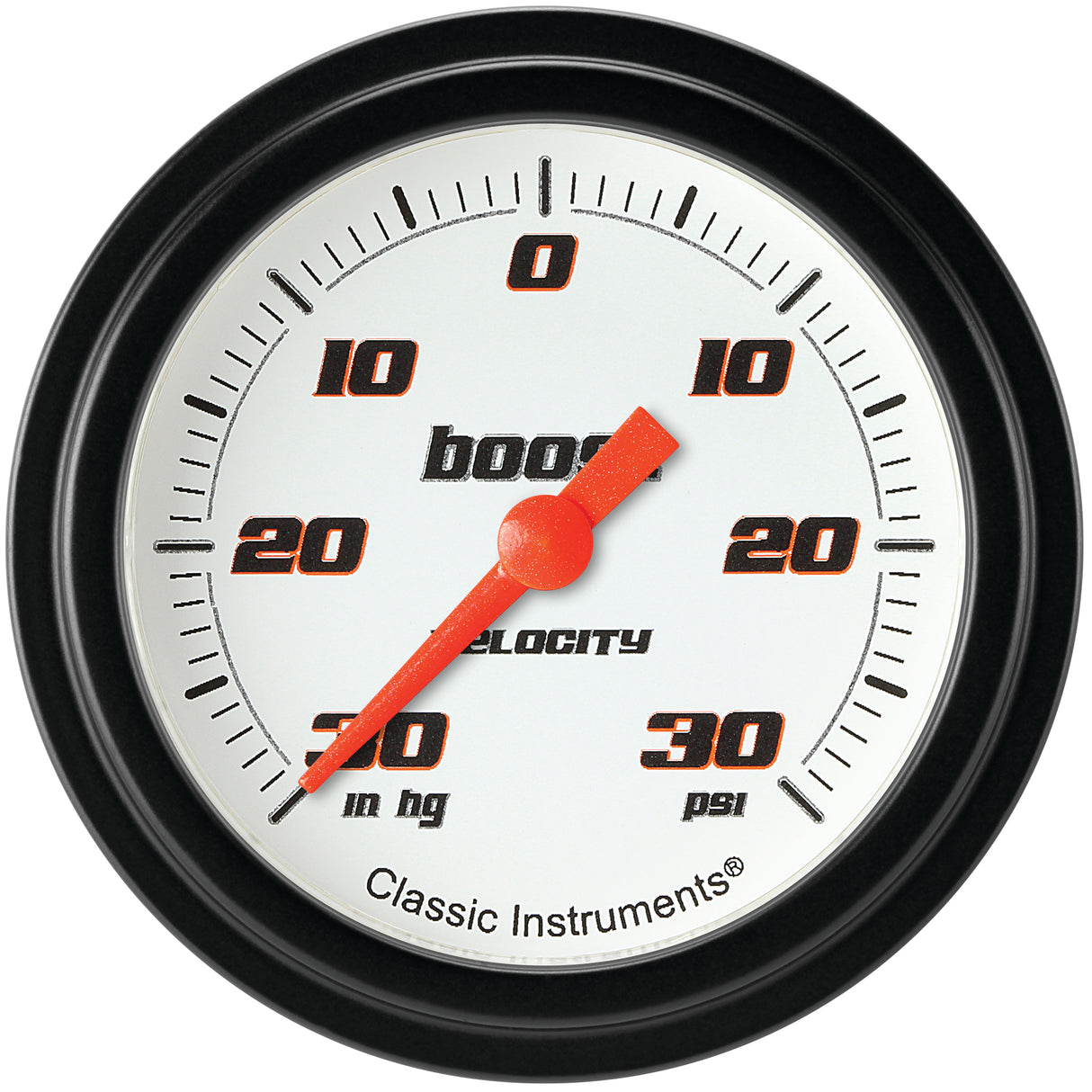 Classic Instruments Velocity White 2-5/8" Boost/Vac Gauge - VS341WBLF