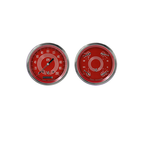 Classic Instruments V8 Red Steelie Two Gauge Set - V8RS52SLC