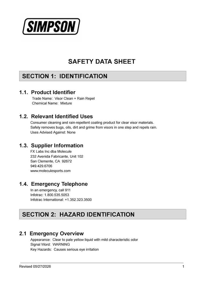 Simpson Safety Helmet Care Kit by Simpson - Clean, Refresh, Protect - 120-SMPKT-30