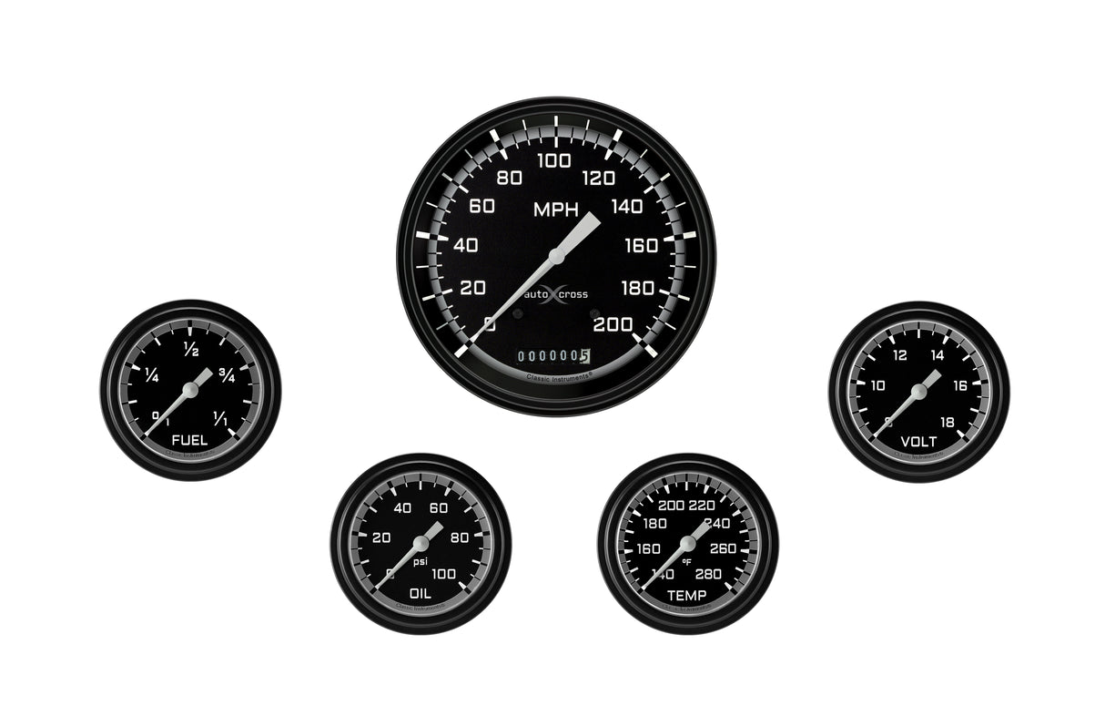 Classic Instruments AutoCross Gray Five Gauge Set 354 - AX354GBLF