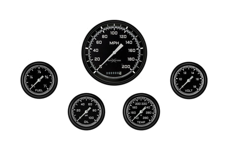 Classic Instruments AutoCross Gray Five Gauge Set 354 - AX354GBLF